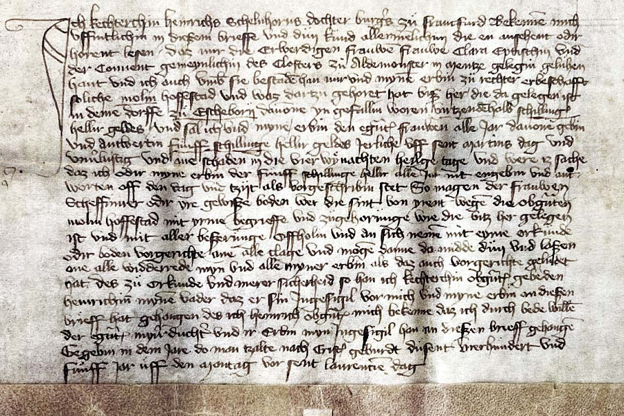 Pachturkunde von 1405 | Hauptstaatsarchiv Wiesbaden